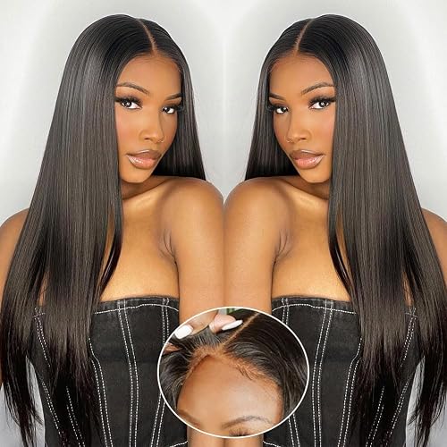 Wear and Go Glueless Wigs Human Hair Pre Cut 6X4 Straight Lace Front Wigs