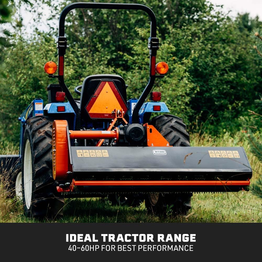 Titan Attachments 3 Point Flail Mower, 72" Charcoal Finish Fits Cat 1 Tractors, Replaceable Hammer Blades, 40-60 HP Mulch and Finish Mower for Uneven Terrain, Lawn Tractor Accessories