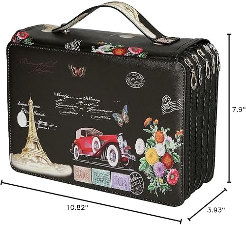 Miniatura 7 de Lbxgap Estuche para lápices de coche rojo con patrón de impresión en color portátil, 250 ranuras, organizador de bolsa para lápices con práctico