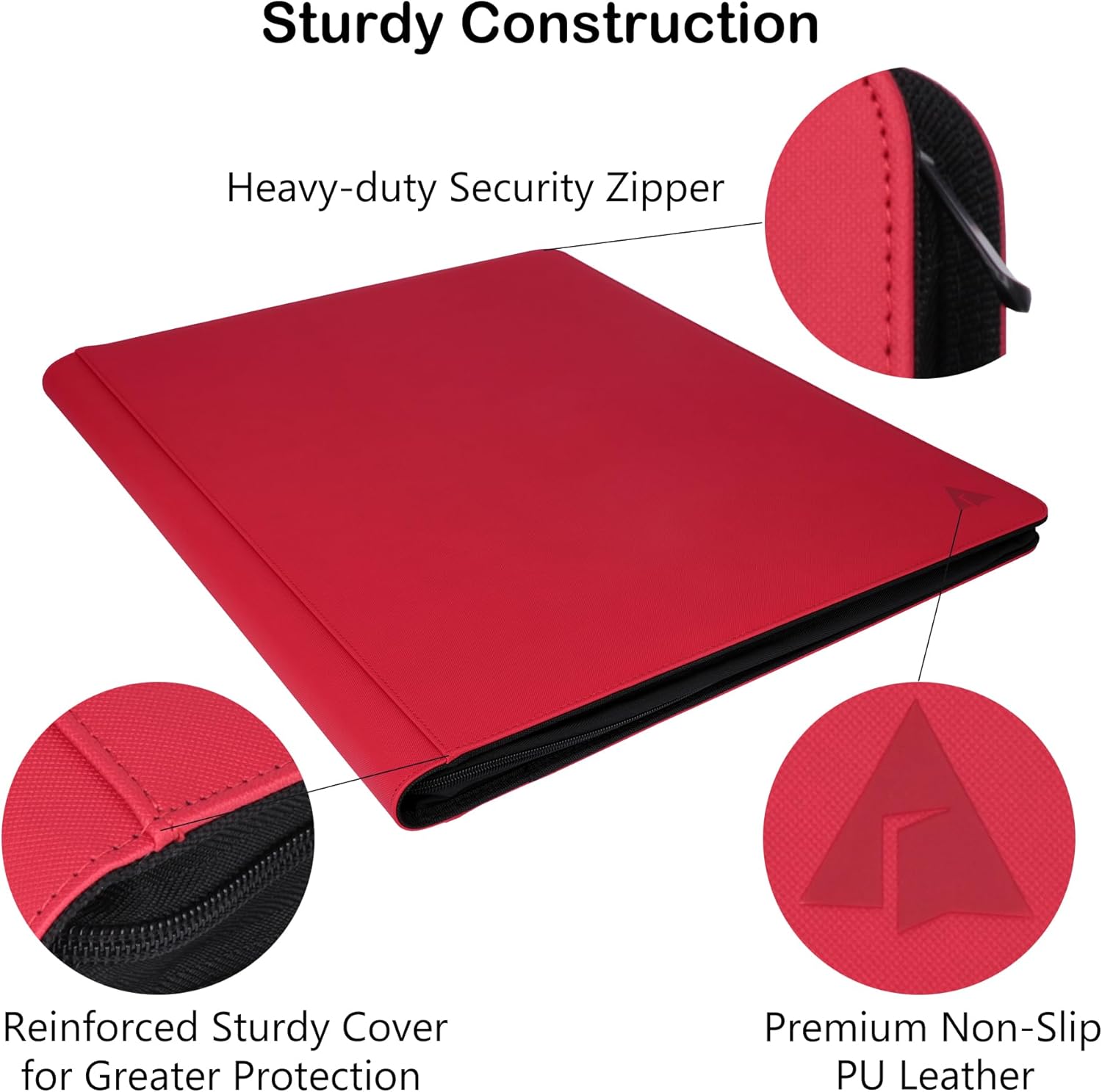25-Pocket Top loader Binder, Holds 1000 Top loaders, Top Loader Card Binder Album for 3″×4″ Top Loaders – Red