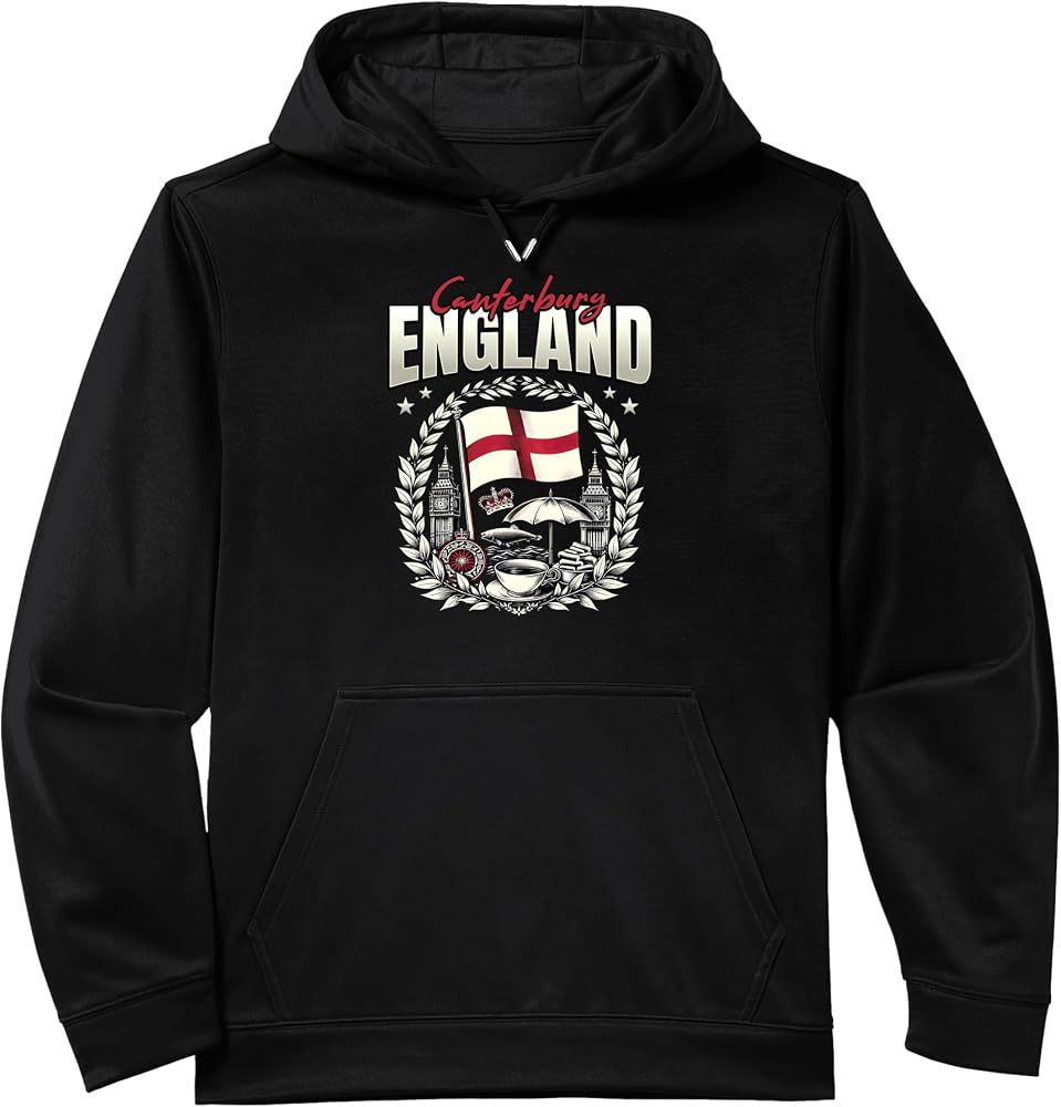 Canterbury Inglaterra Bandera Recuerdo Canterbury Vacation Performance Sudadera con capucha