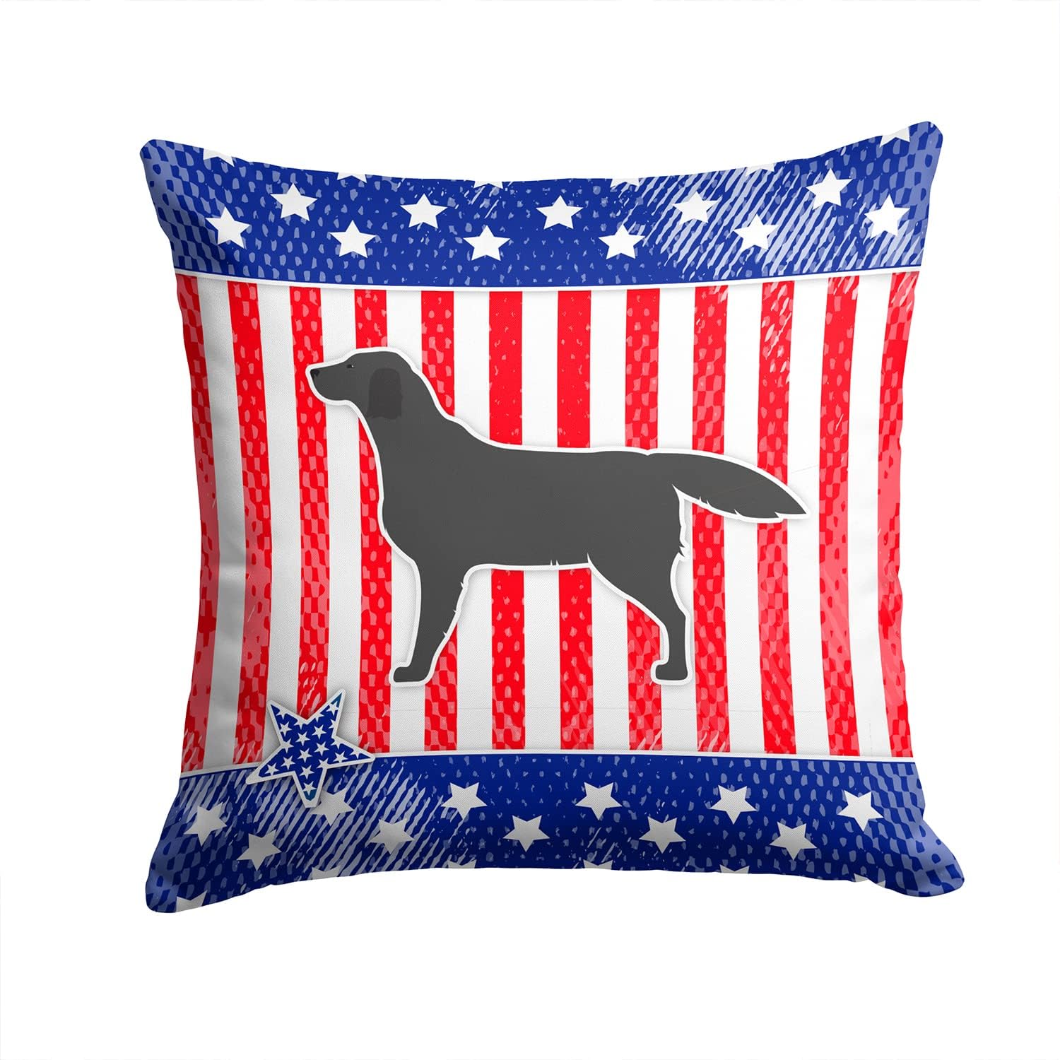 Caroline's Treasures BB3308PW1414 USA Patriotic Black Labrador Retriever Fabric Decorative Pillow Machine Washable, Indoor Outdoor Decorative Pillow for Couch, Bed or Patio, 14Hx14W