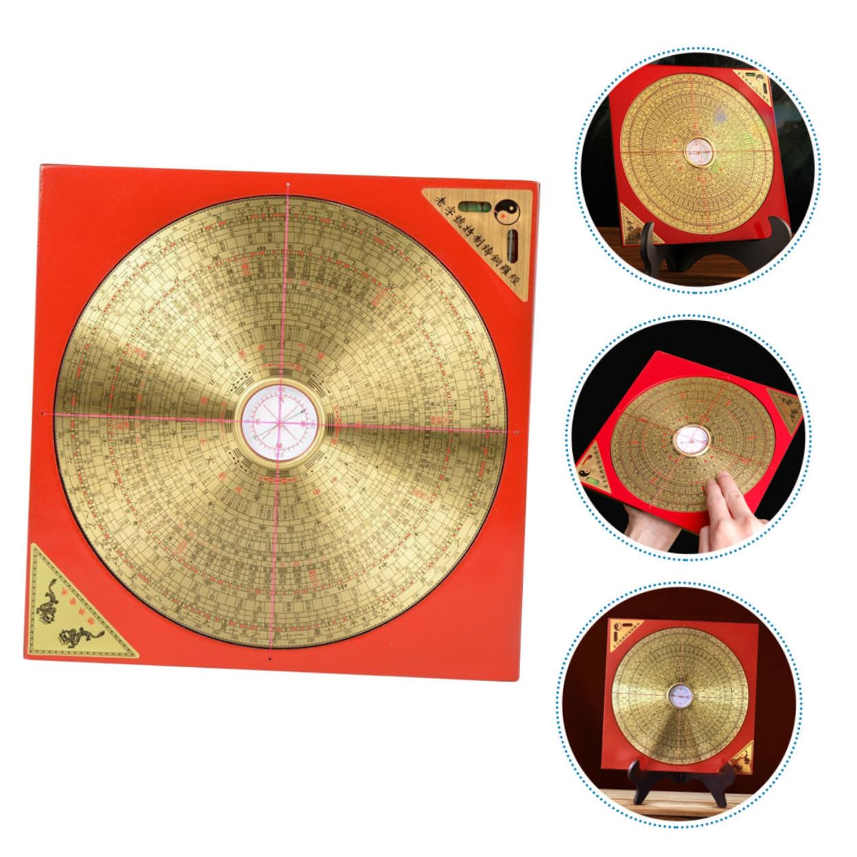Brújula China Pequeña de Metal Rojo, Estilo Retro Tradicional | Adorno Taoísta Antiguo, Hierro y Cobre, Ligera para Hiking y Colección