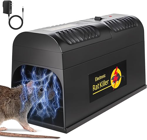 Trampa eléctrica de alto voltaje para ratones, mata instantáneamente ratones y ratas, sin contacto reutilizable para interiores para el hogar,