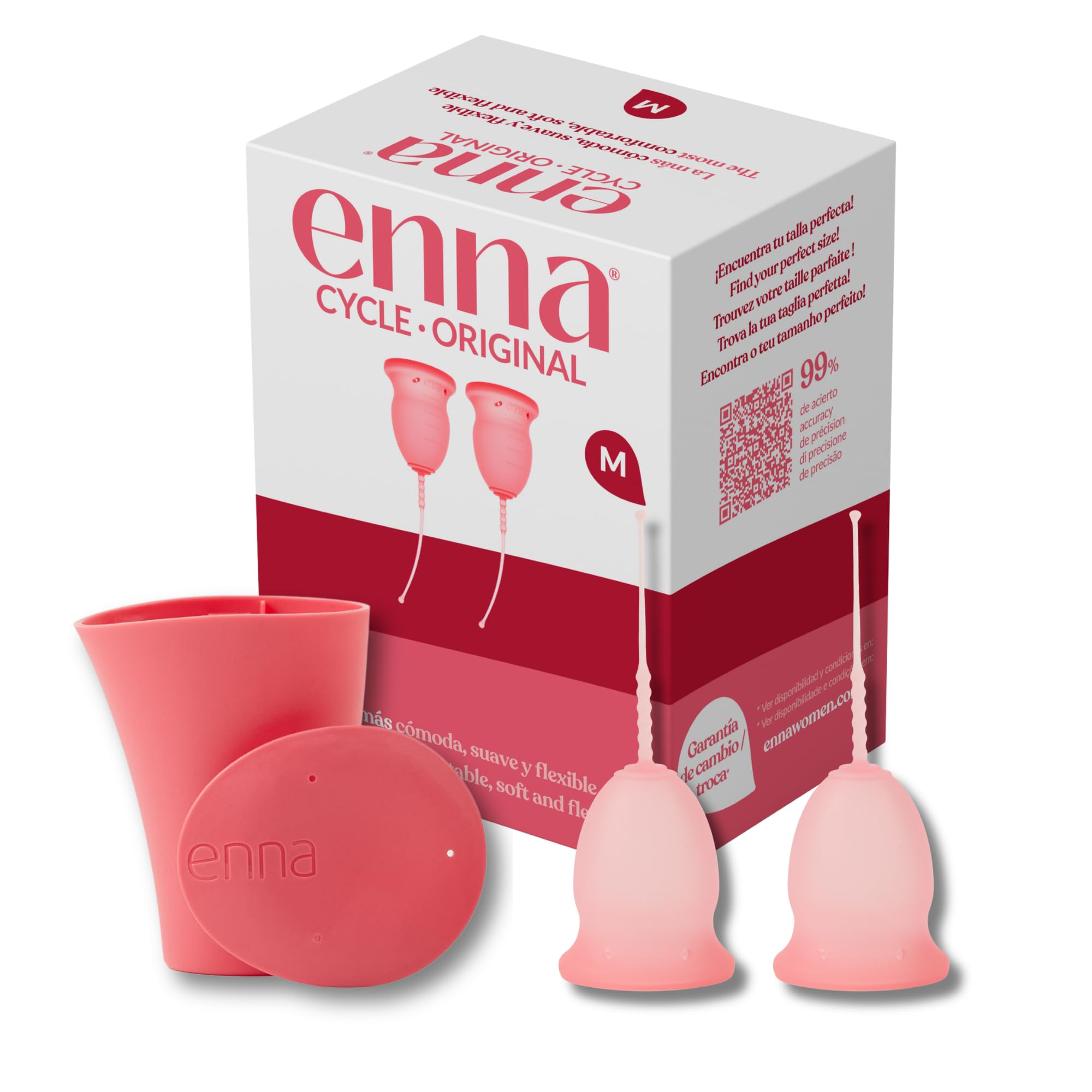 enna cycle original - 2 Copas Menstruales Y Caja Esterilizadora, TALLA M