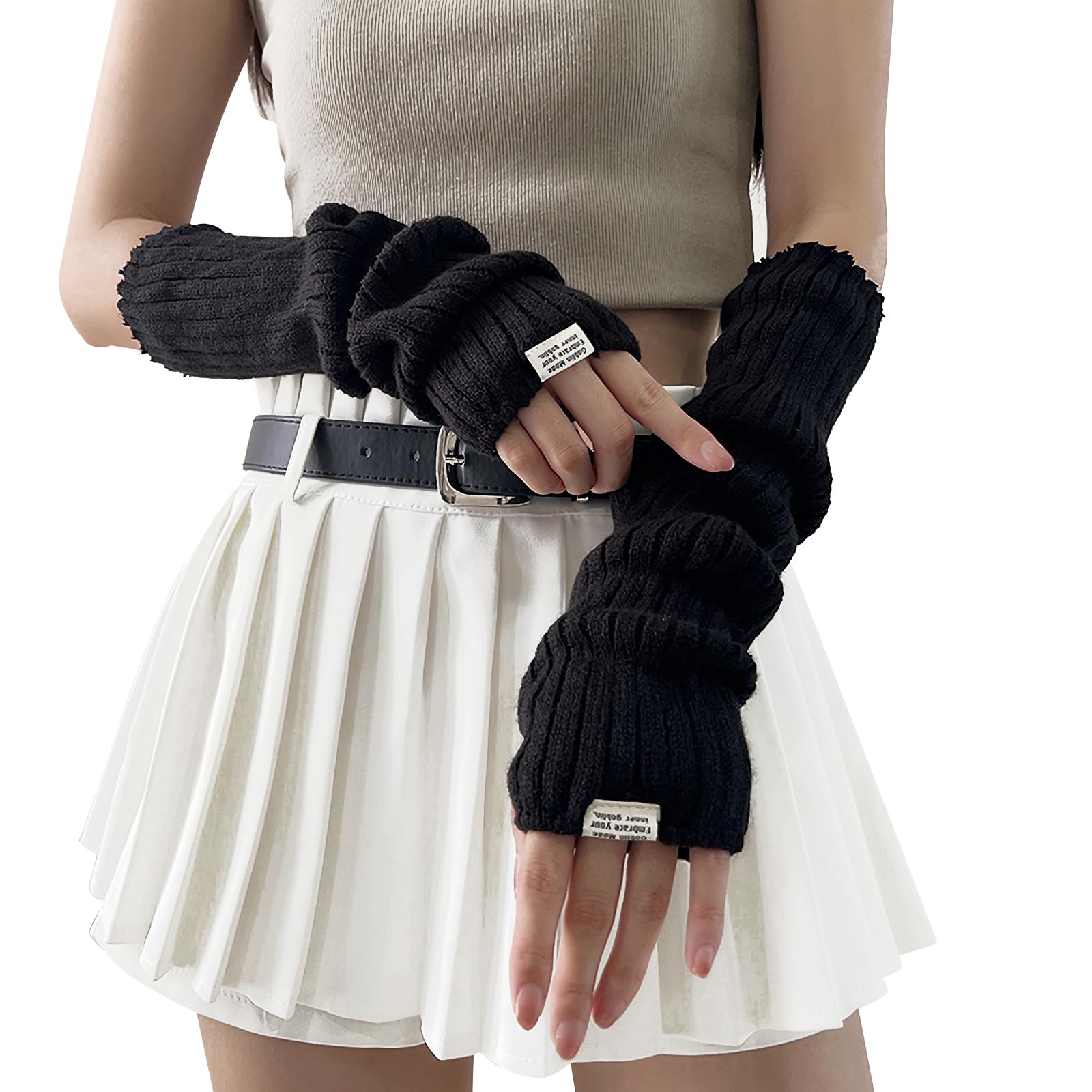 Nog een paar losse gebreide beenwarmers gothic en Y2K lange sokken, Japanse Lolita beenwarmers jaren 80 Harajuku stijl, meisjes Kawaii gebreide manchetten