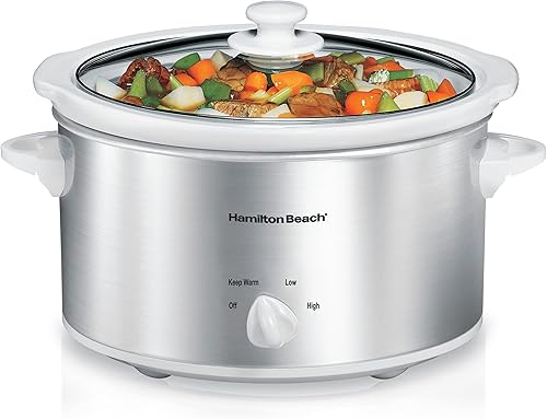 Miniatura 9 de Hamilton Beach Olla de cocción lenta de 3.8 L (4 cuartos) con 3 ajustes de cocción, olla de cerámica apta para lavavajillas y tapa de vidrio, gris