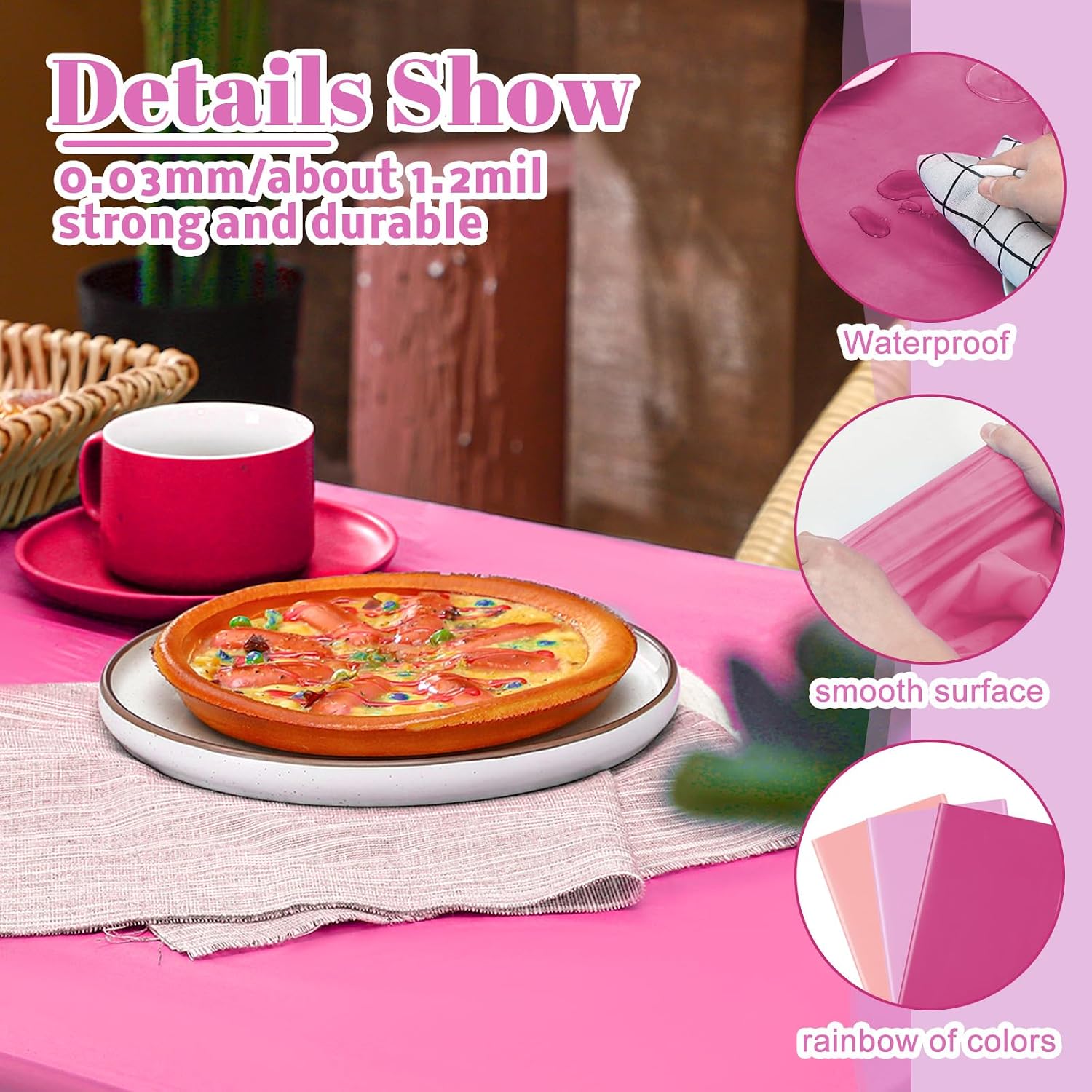 Frienda 12 Pcs Assorted Color 54 x 108 Inch Disposable Plastic Tablecloth Rectangle Table Cover Decorative Plastic Disposable Table Cloths for Theme Party Birthday Wedding Picnic Home (Fresh Color)