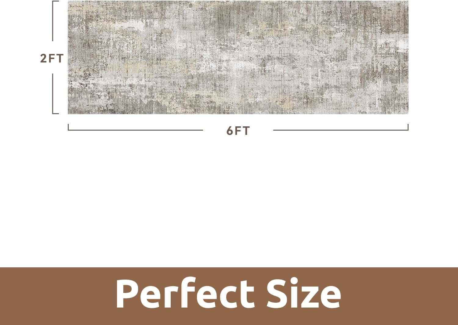 AMOAMI 2 x 6 Hallway Runner Rug Non Slip Super Soft Runner Rugs Machine Washable Low Pile Modern Abstract Runners for Hallways for Bedroom Laundry Room Kitchen, Beige
