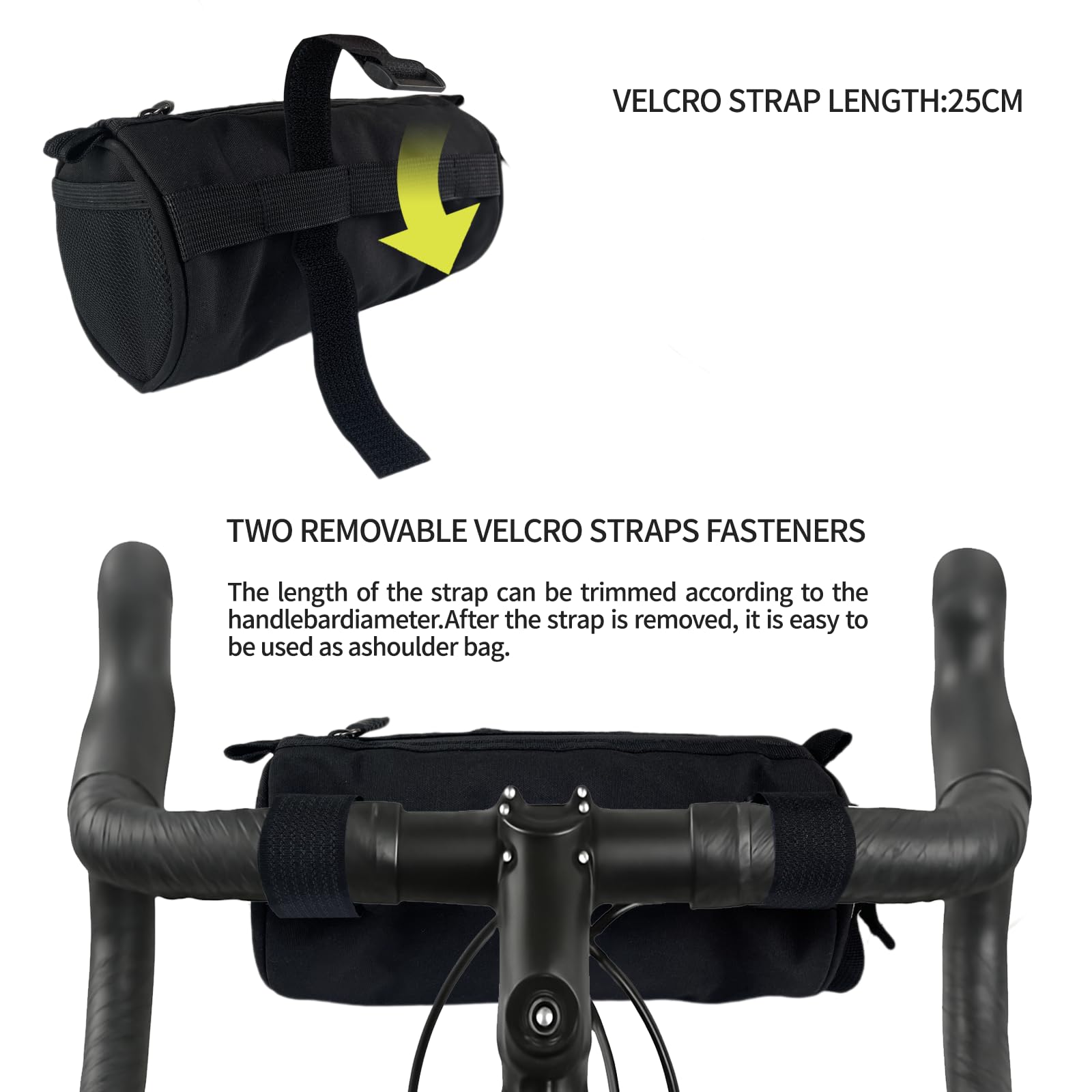 Borsa da bicicletta impermeabile manubrio MTB 2,4L con corda elastica