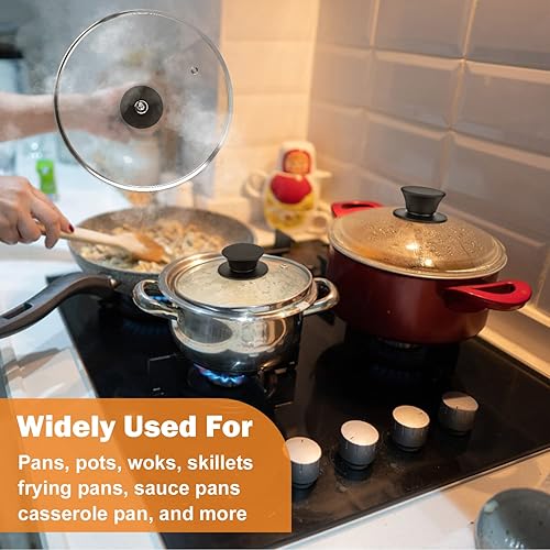 Miniatura 7 de Wadaza Tapa de sartén de 12 pulgadas, tapa de vidrio templado, tapa de vidrio de repuesto apta para horno para sartén, wok y sartén