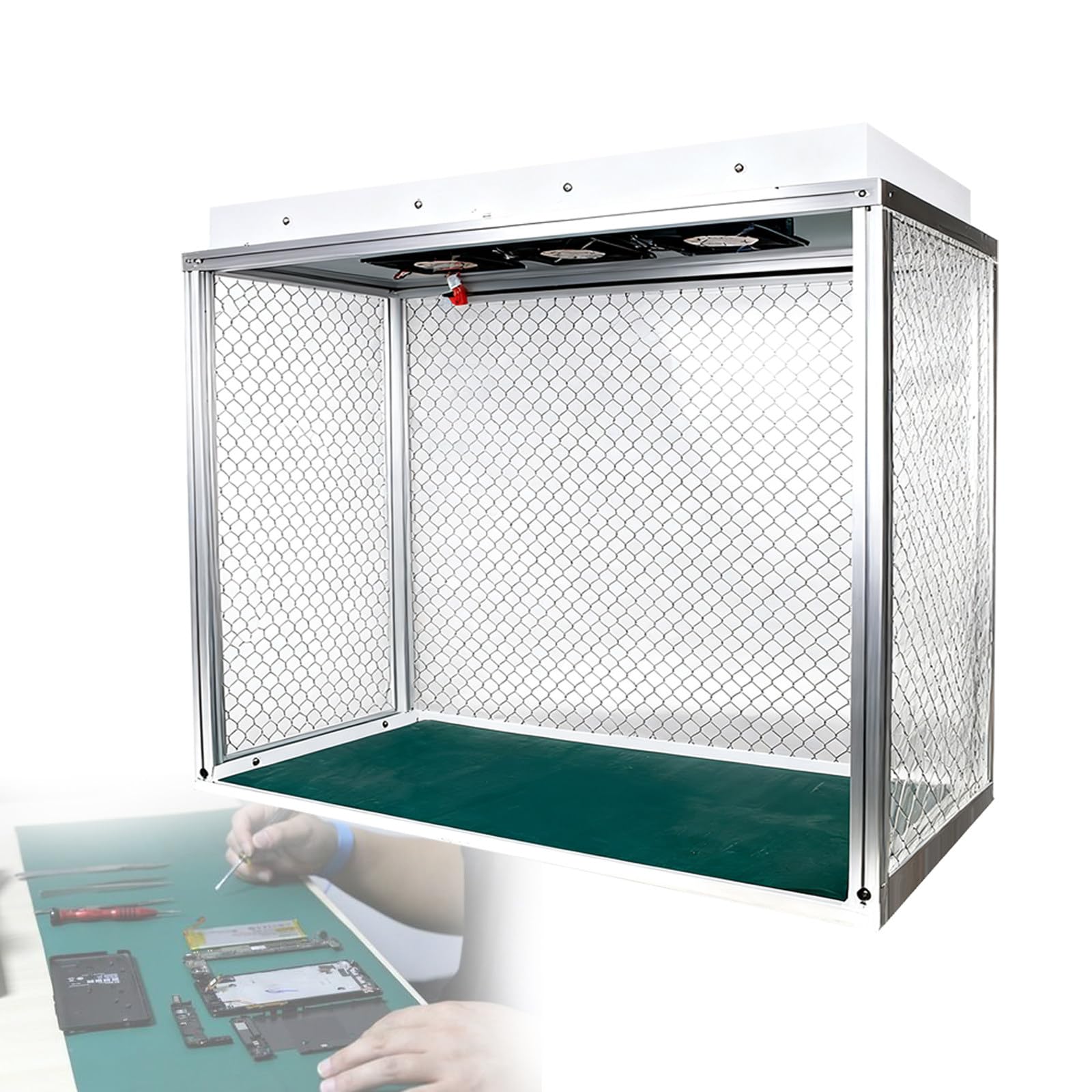 Campana de Flujo laminar, Campana de Flujo laminar Vertical portátil, Cabina de Flujo laminar con Banco de Trabajo Limpio, Fabricada con Marco de Aluminio, para reparación de teléfonos