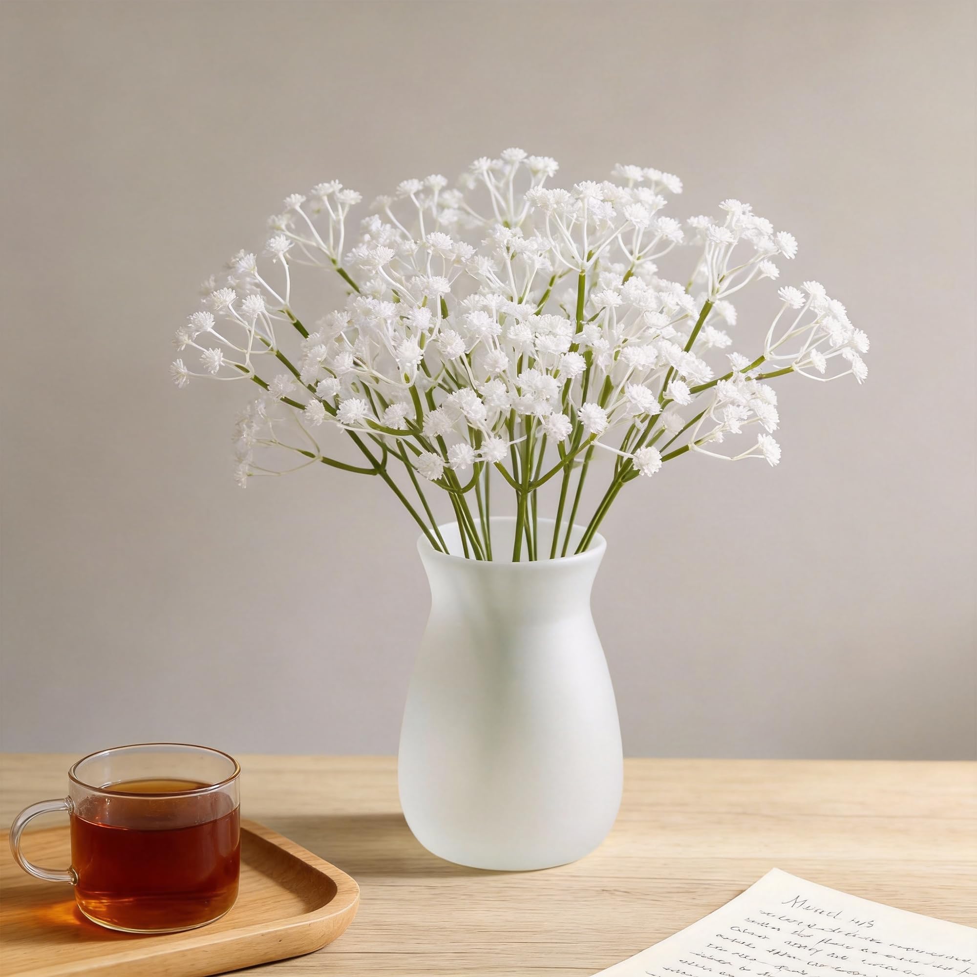 10 Stems White Artificial Flowers, 30cm Gypsophila Babys Breath Bouquet