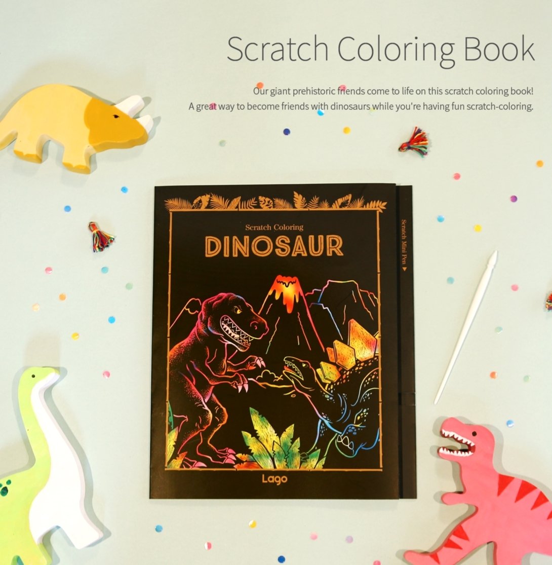Lago Scratch Coloring Book - Dinosaur: Lago Design: 9791195634958 ...