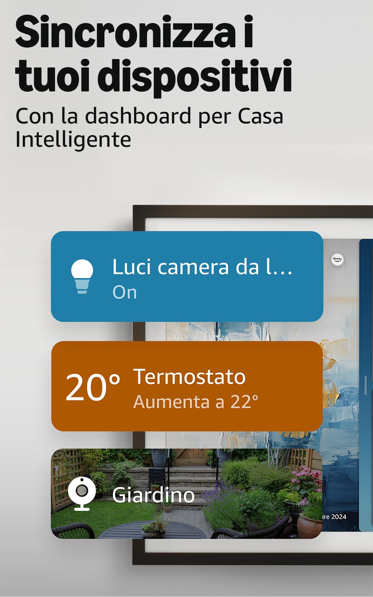 Amazon Echo Show 21 (Ultimo modello) | Fantastico schermo intelligente HD da 21” con Fire TV integrata, con Alexa, audio potente e dinamico e streaming HD immersivo