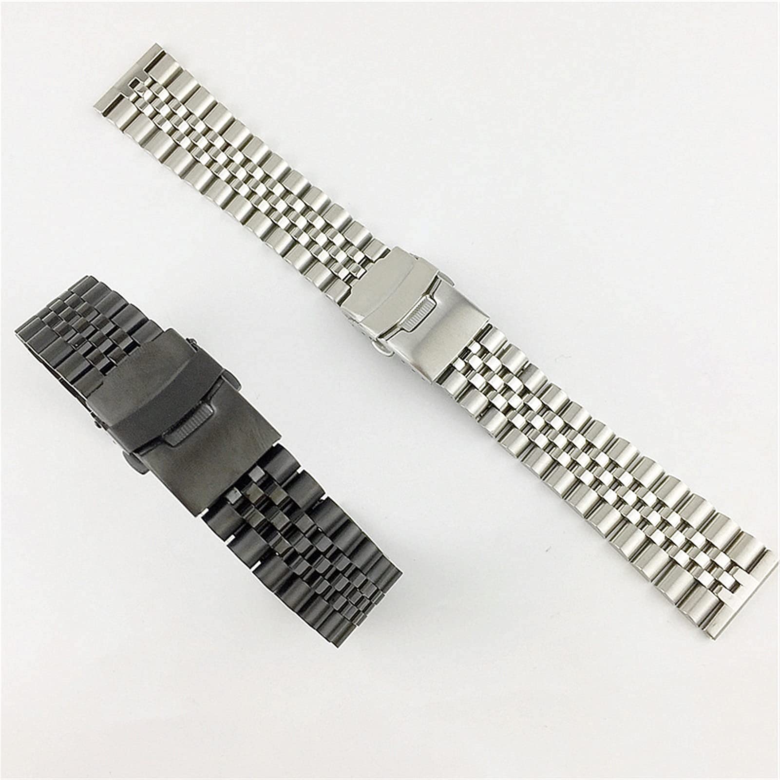 Cinturino in Metallo Acciaio Inossidabile 18mm 20mm 22mm 23mm 24mm 26mm Cinturino con Fibbia a Doppia Chiusura Cinturino da Polso di Ricambio Nero, Argento