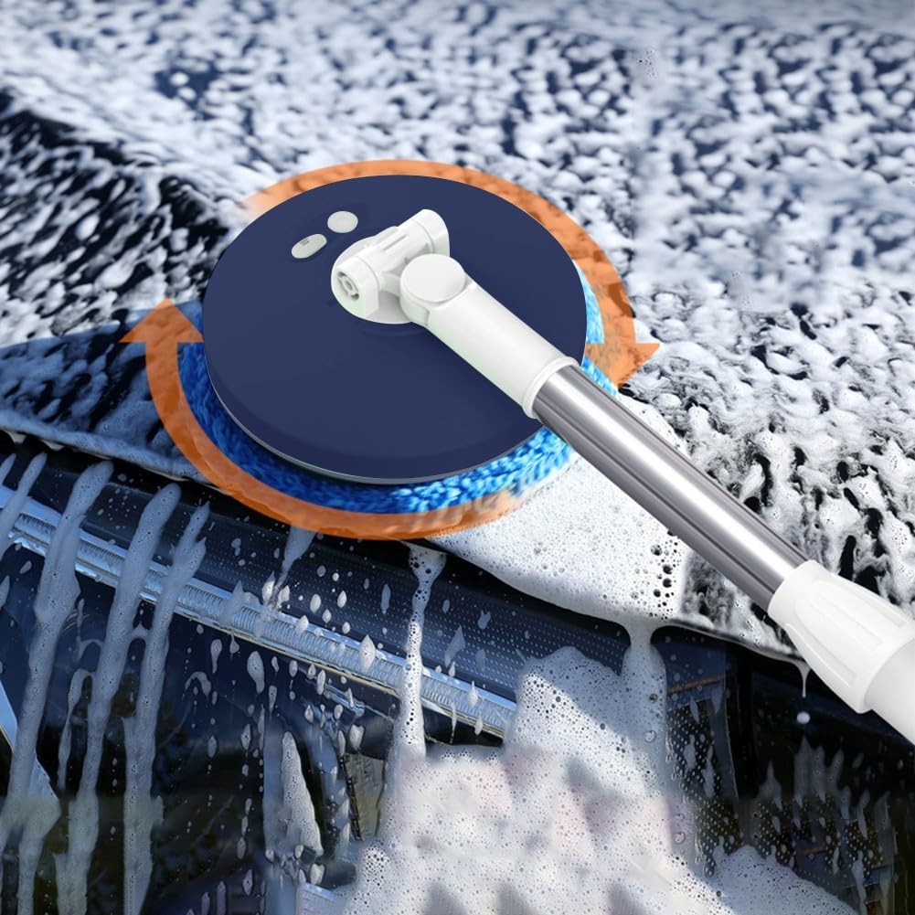 Lavatrice elettrica resistente all'usura, doppia funzionalità, come lavavetri e auto con asta estensibile (migliorata + tergicristallo)