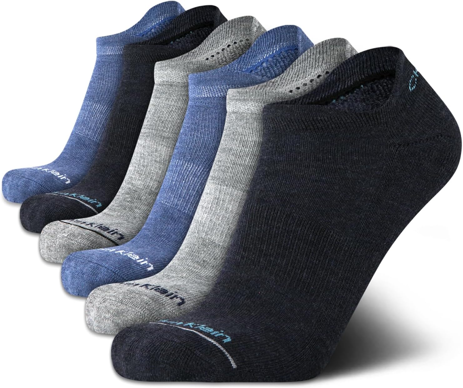 Calvin Klein Mens No Show Socks - 6 Pack Performance Cushioned Low Cut Tab Athletic Socks for Sneakers & Loafers (Size: 7-12)