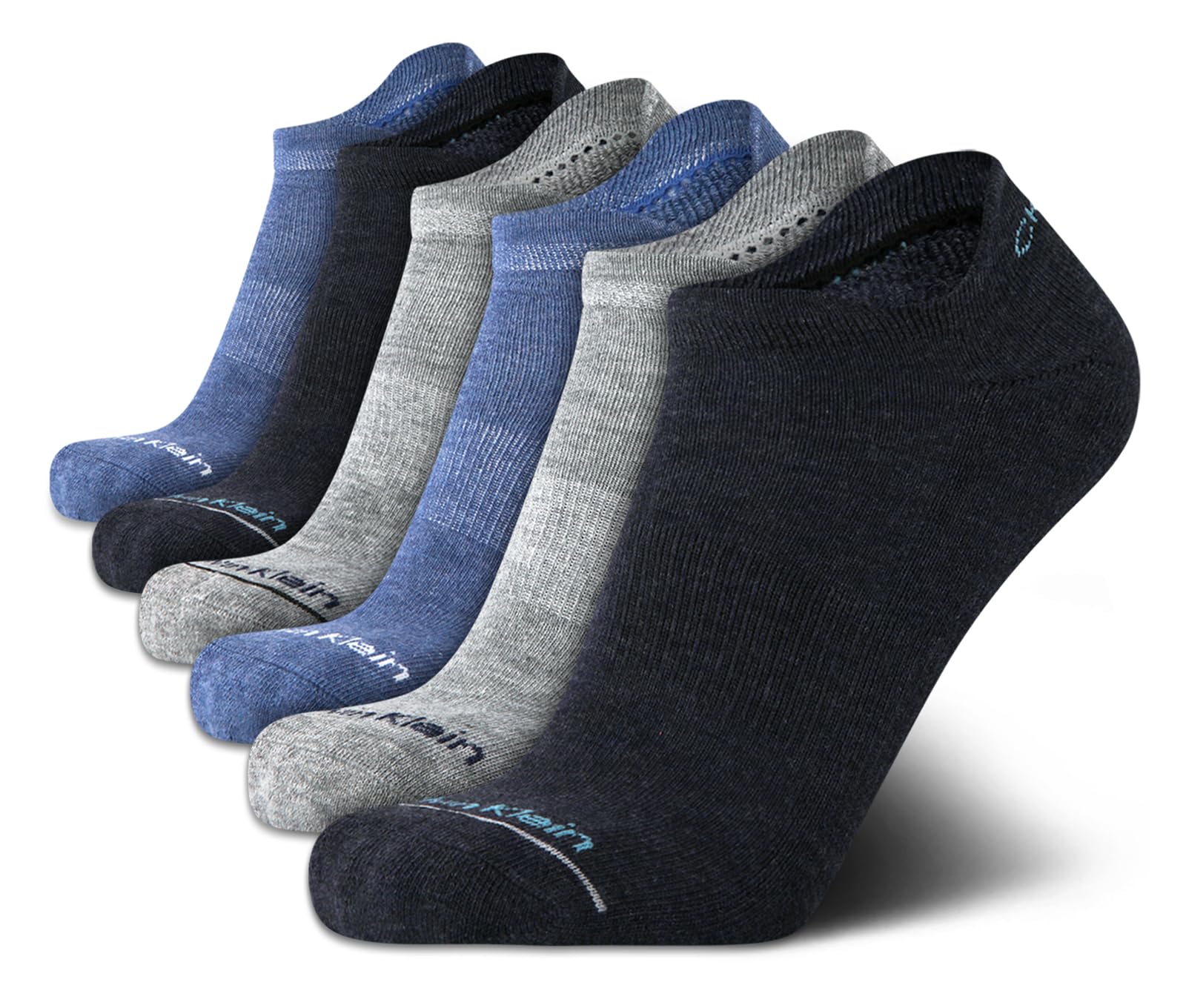 Calvin Klein Mens No Show Socks - 6 Pack Performance Cushioned Low Cut Tab Athletic Socks for Sneakers & Loafers (Size: 7-12)