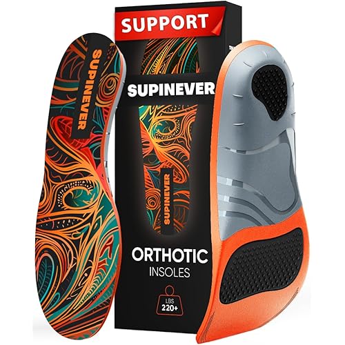 220+ lbs Plantar Fasciitis Insoles - High Arch Support - Pain Relief - Comfort and Stability - Work Boots and Shoes (M)