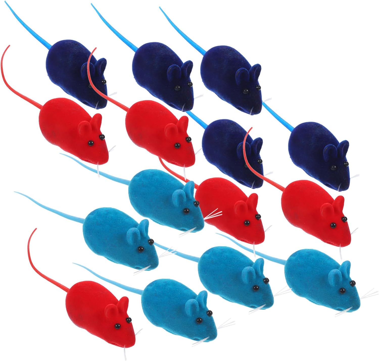 Kisangel Squeaky Cat Toy Mouse 20pcs Set Vinyl Material Flocking for Longevity Eye-catching Design Random Color