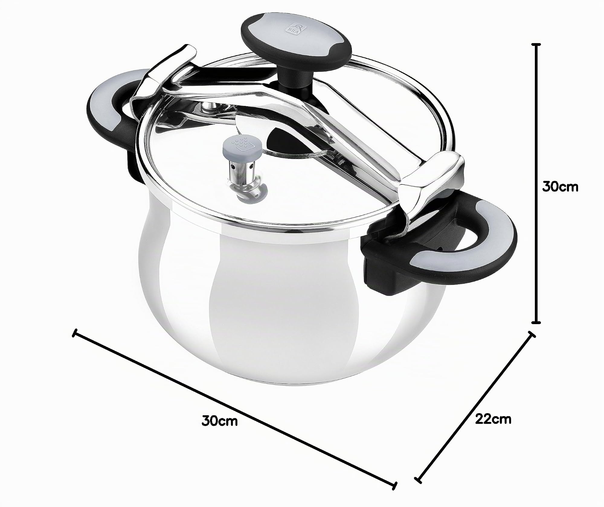 BRA - New Star, Pentola a pressione in acciaio inox 18/10, con coperchio a ponte, 6l
