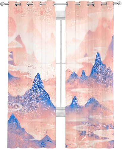 Miniatura 7 de Cortinas traslúcidas de bosque otoñal de 84 pulgadas de largo, juego de 2 paneles de cortinas para cocina, dormitorio, sala de estar, pasillo,