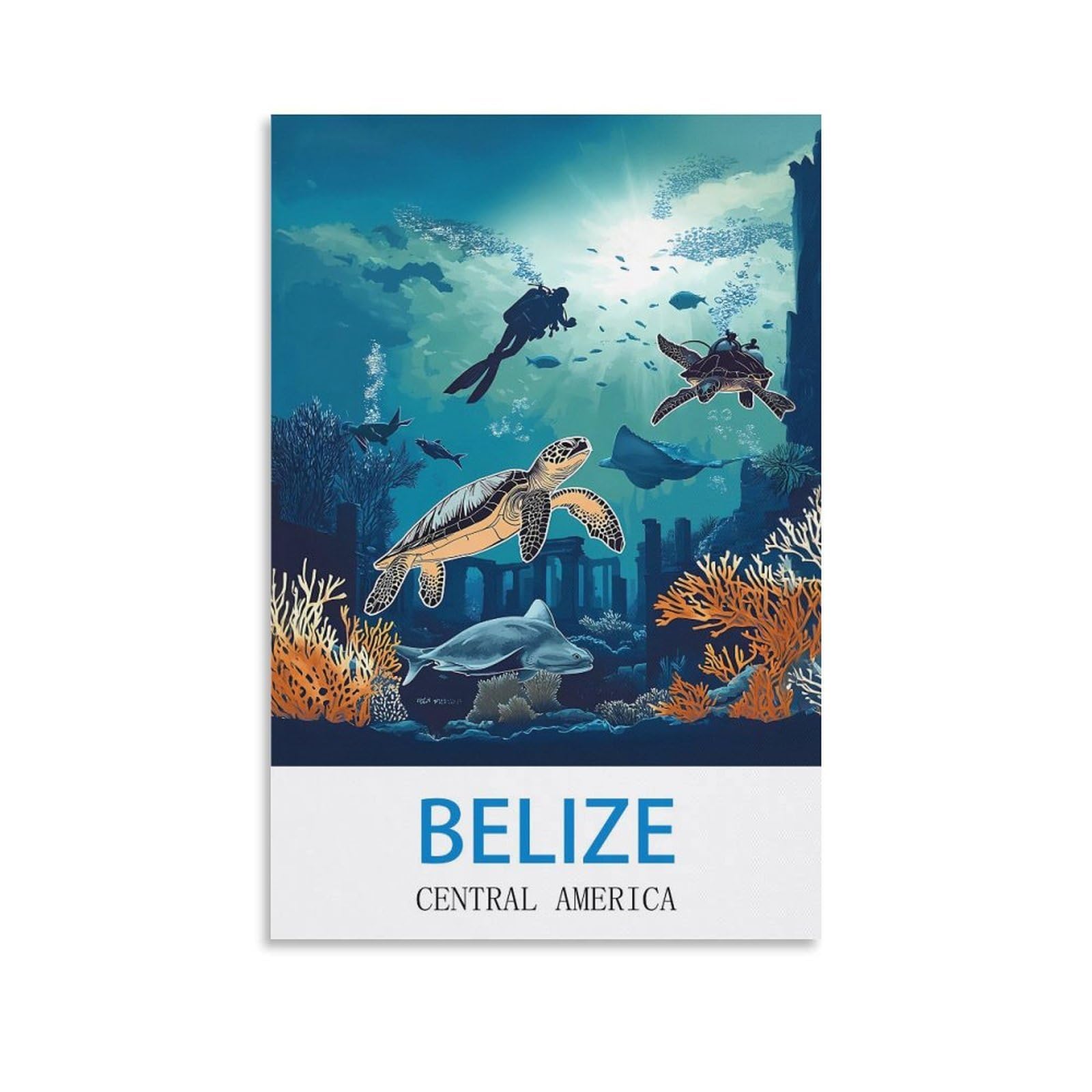EZMLFA Diamond Painting Art Kits,Belize Central America,5D Diamond Painting Kit for Adults Beginners, DIY Full Round Drill Gem Art Kits for Home Decor 50x60cm