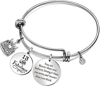 Birthstone Bangle Bracelets Charm Birthday Cake Gift Inspirational Girls Friends You are Braver Stronger Smarter Than You Think