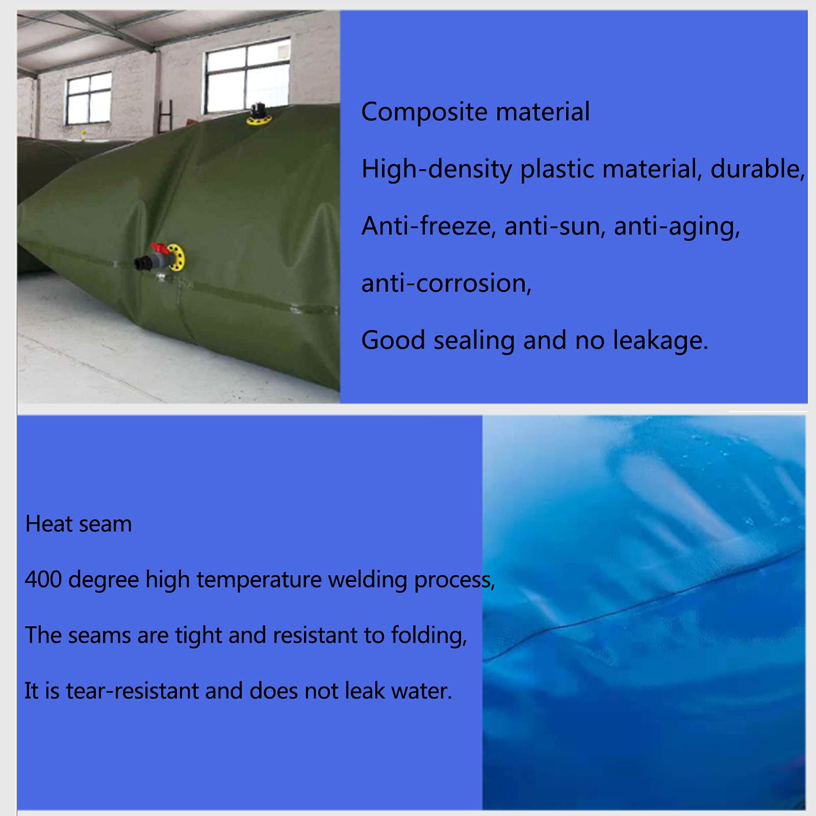 Sacca d'Acqua Pieghevole Serbatoio d'Acqua di Emergenza Mobile Portatile per Esterni PVC antigoccia Resistente all'Usura per la Pesca in Campeggio, 1000L,1000L
