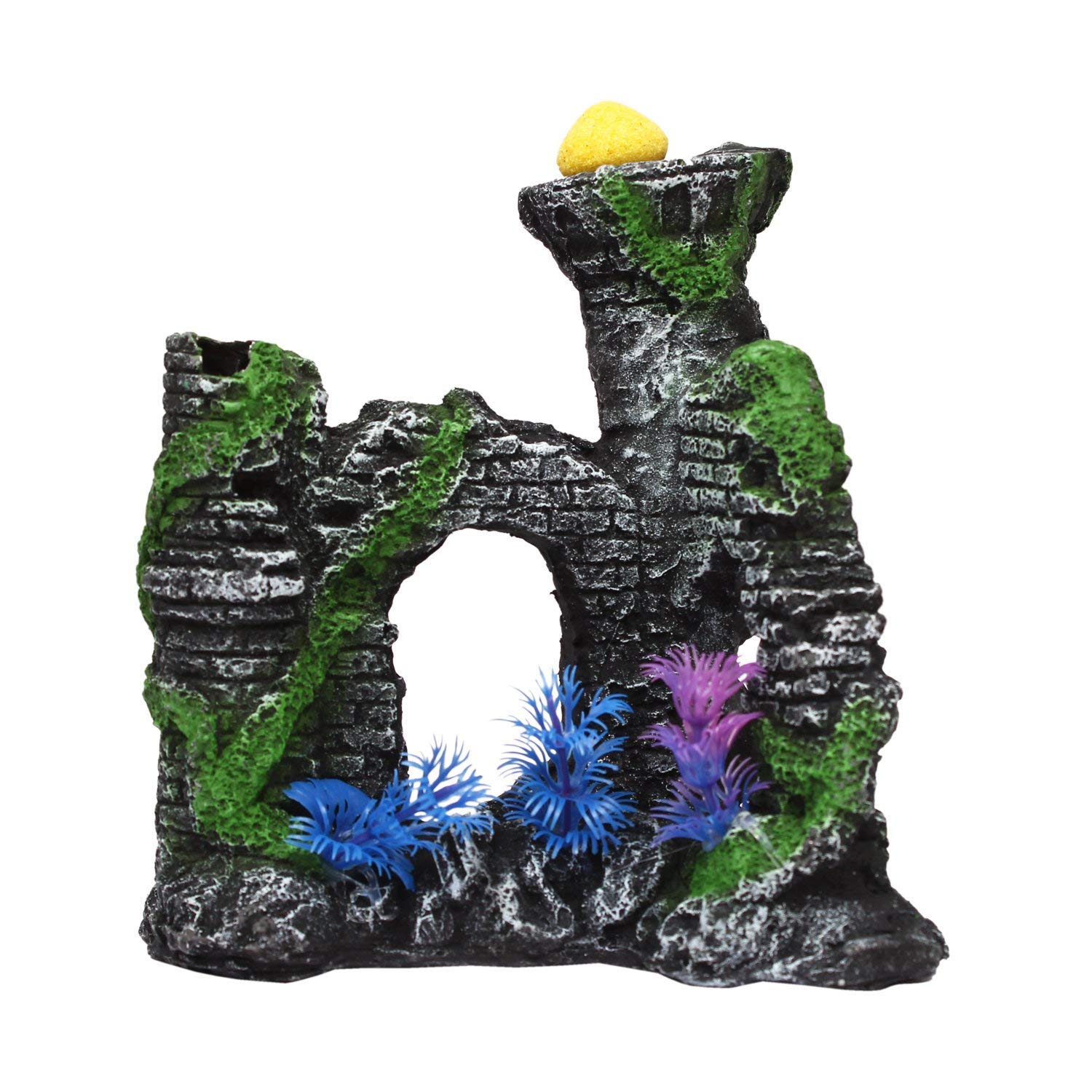 Fish Aquaria™ Natural Looking Gateway Tower Fort Aquarium Decoration Ornaments for Aquarium Decoration Ornament Toy for Fish Tank