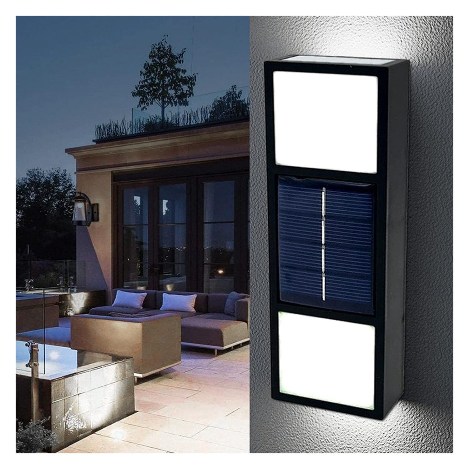 Appliques murales solaires étanches éclairage extérieur 6 LED pour patio