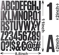 Vista 7 de 8 hojas de calcomanías de números de letras, calcomanías de vinilo del alfabeto de 2 pulgadas, calcomanías autoadhesivas de letras de puntuación