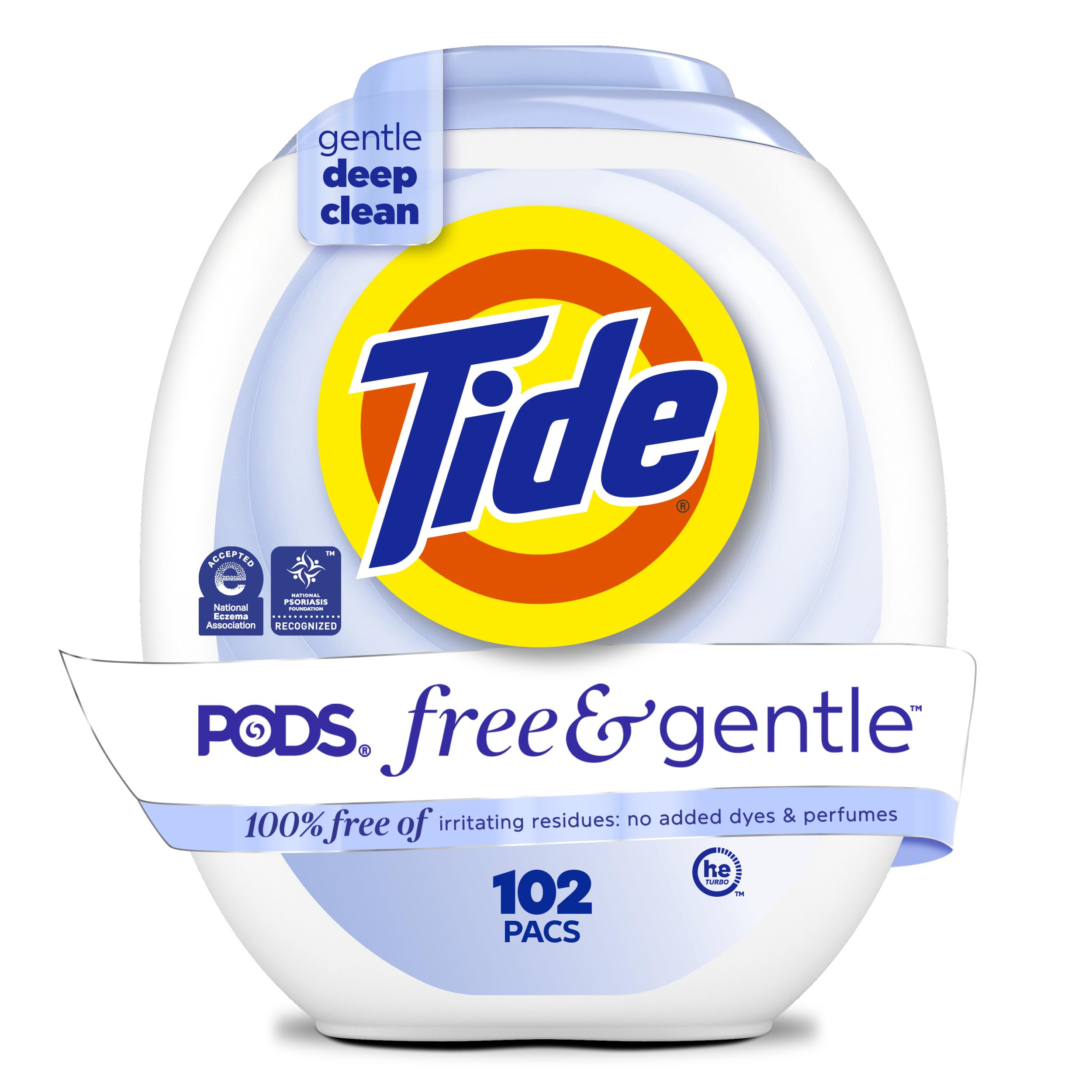 Tide PODS Free &amp; Gentle Laundry Detergent Soap Pacs, 102 Count, Tide PODS Laundry Detergent, Laundry Detergent Pacs, Laundry PODS Detergent