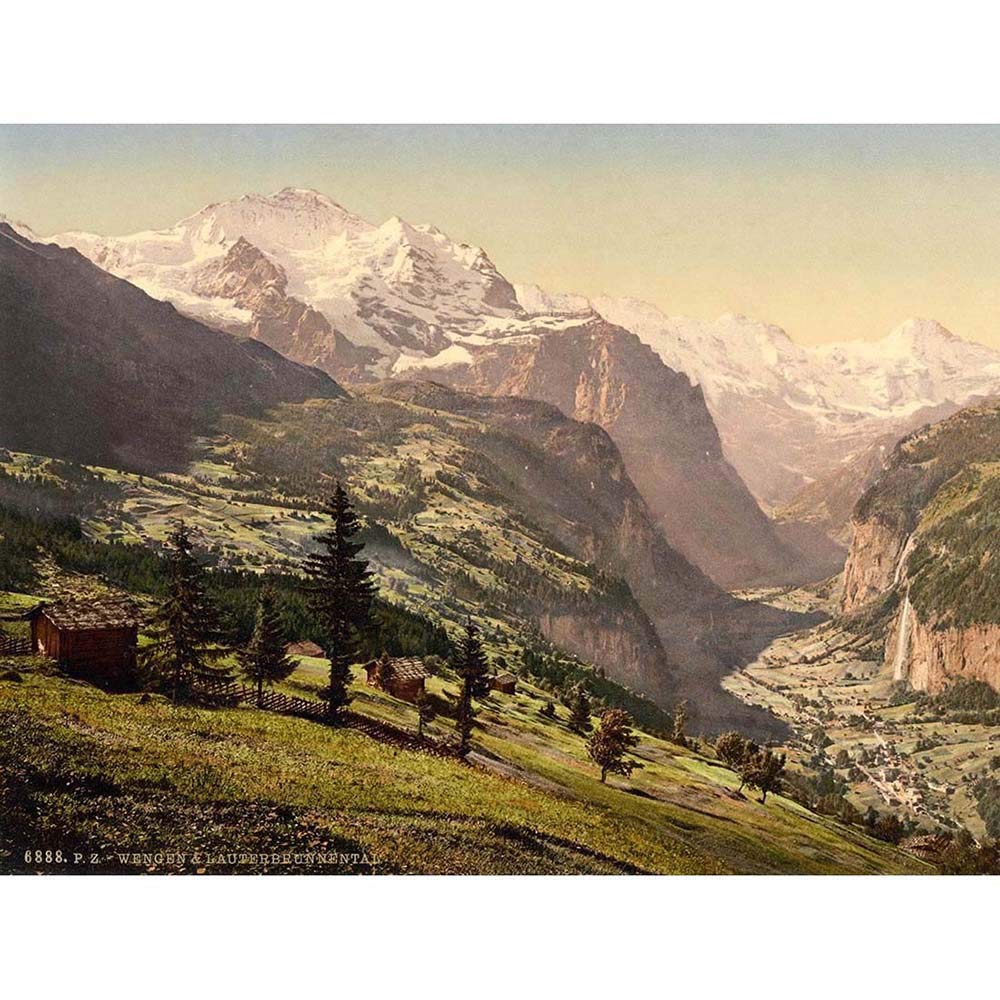 Wee Blue Coo Photo Lauterbrunnen Valley Wengen Village Mountain Switzerland Art Print Poster Wall Decor 12X16 Inch