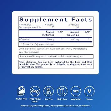 Pure Encapsulations L-Theanine - Amino Acid Supplement to Support Relaxation, Stress & Nervous System* - 60 Capsules