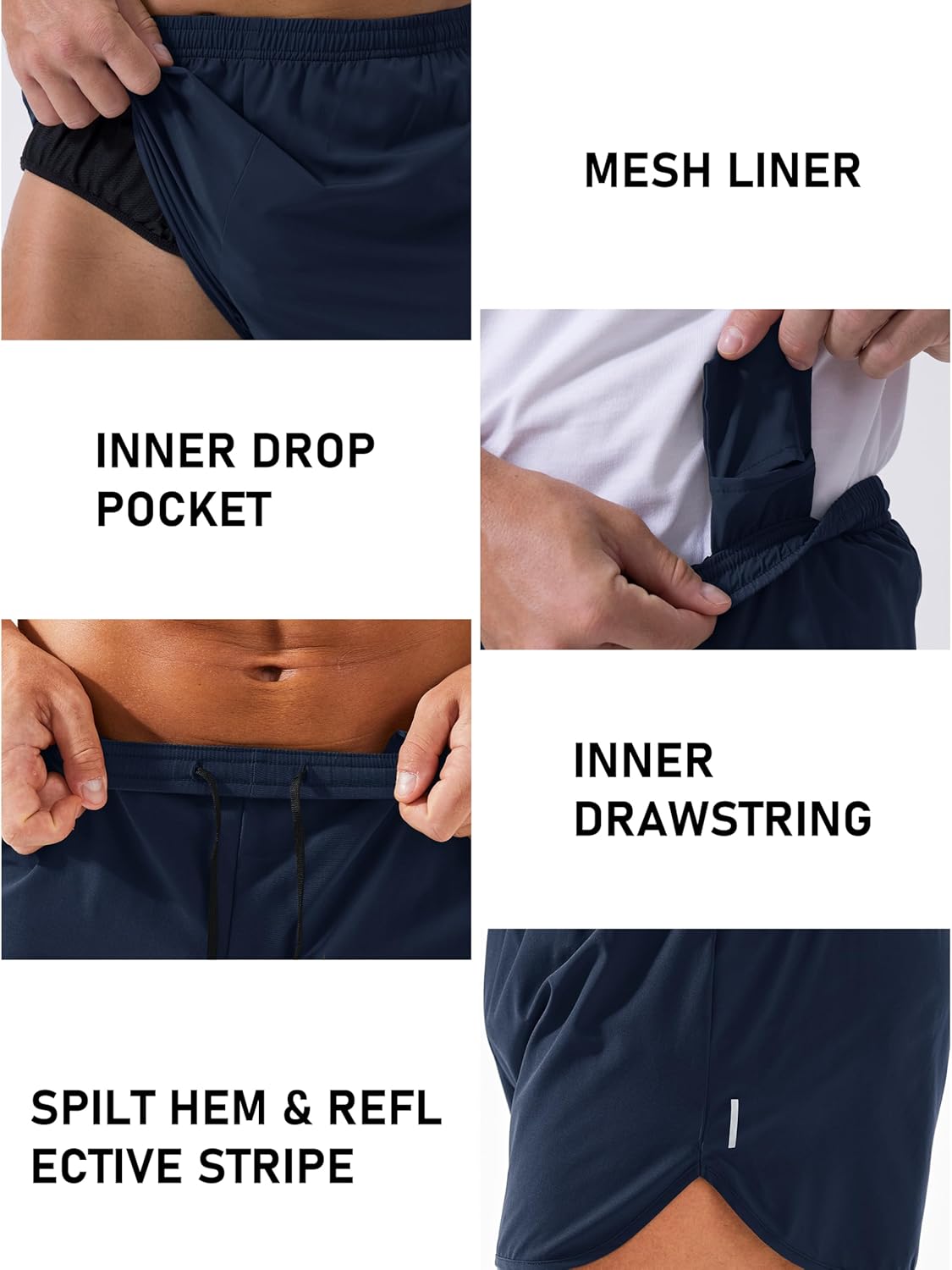 MAGCOMSEN Men's Running Shorts Mens 3 Inch Shorts Quick Dry Lightweight for Athleic Workout Gym Sports with Liner Pocket - Image 3