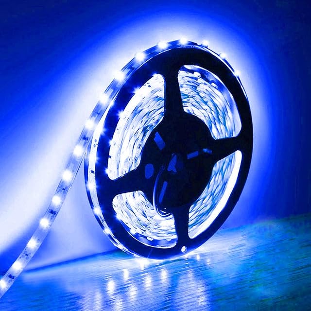5M LED Strip Lights SMD 5630 12V Non-Waterproof LED Tape Blue Ribbon Lighting for Home Kitchen Cabinet and MoreNo Adapter(Blue)