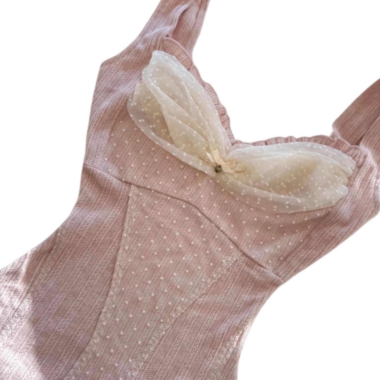 Women Fairy Grunge Tank Tops Vintage Aesthetic Lace Trim Cami Shirt Slim Fit Knit Ribbed Coquette Clothes: Pink White Medium