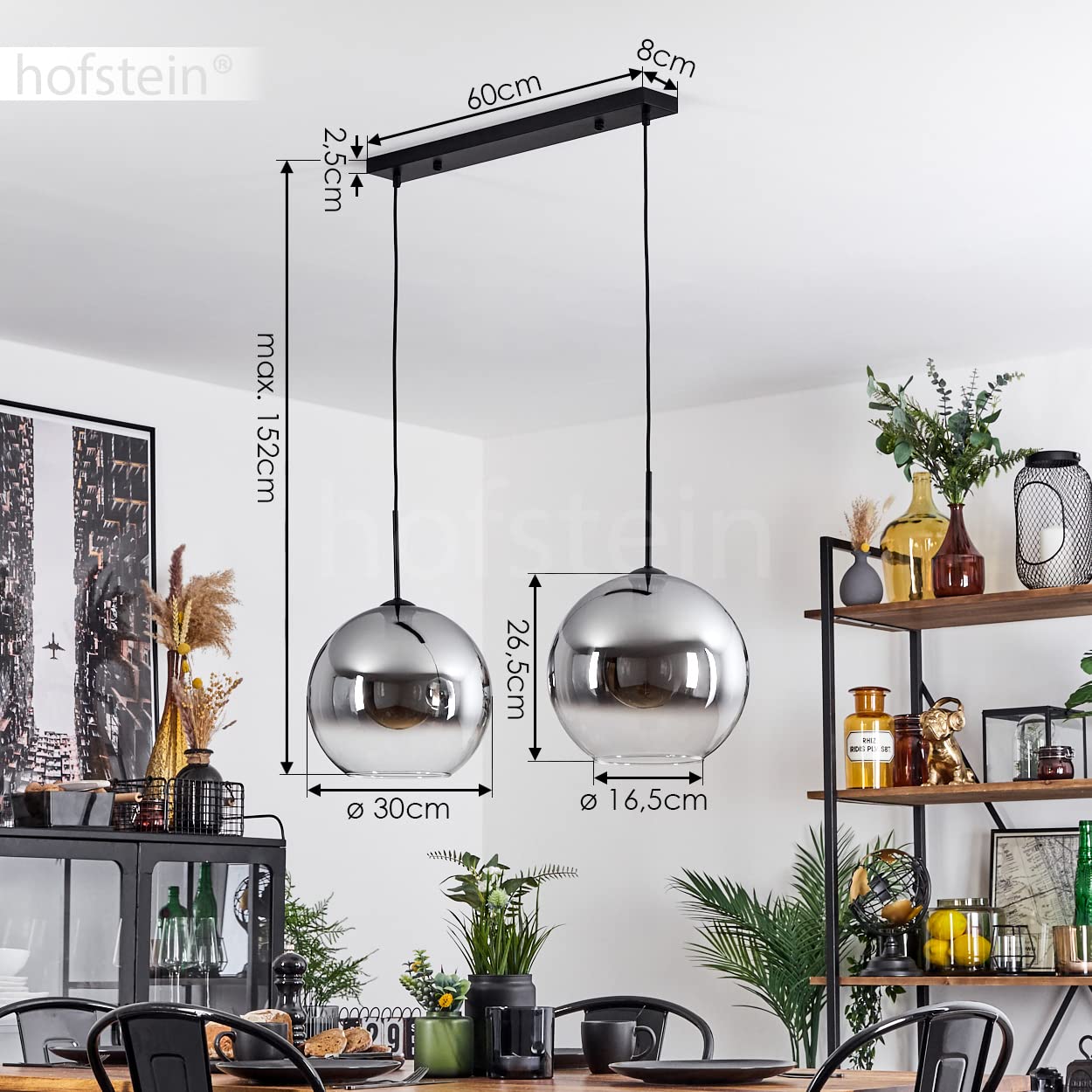 Foco De Techo Lámpara De Madera 3 Llamas Lámpara De Techo Lámpara De Techo Lámpara De Dormitorio Vidrio Ahumado Metal Mdf Marrn Claro 3x Casquillo E27 Lxh 60 X 205 Cm 69125250