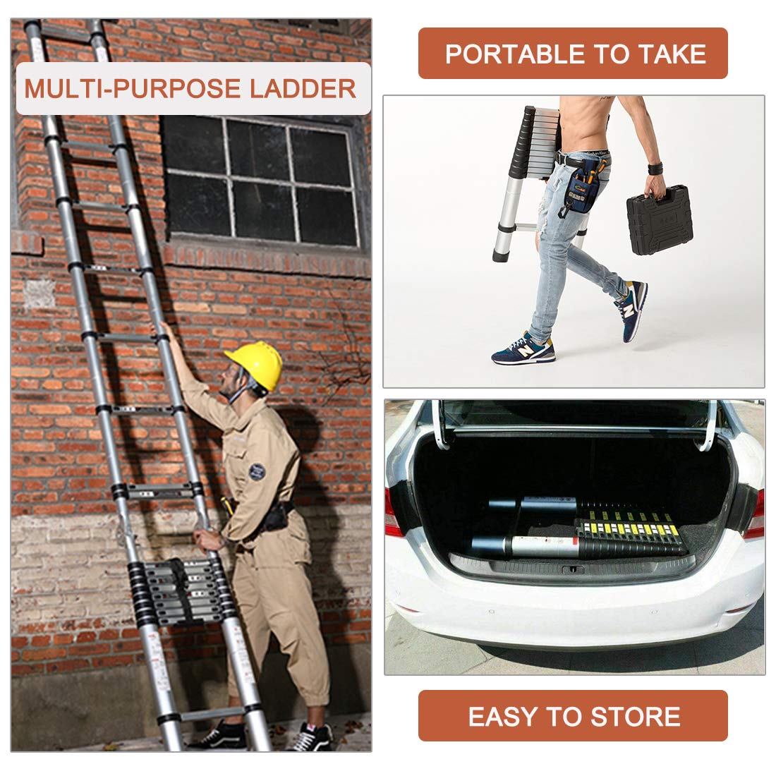 Acrohome Telescopic Ladder 2.9M MultiPurpose Aluminium Telescoping