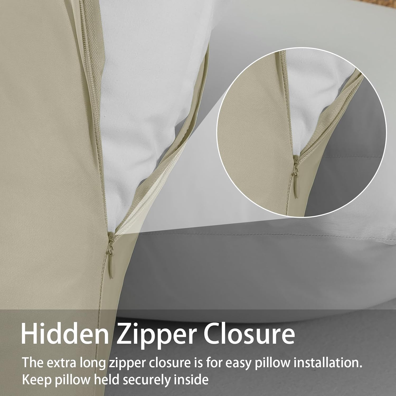 WhatsBedding Body Pillow Cover Cooling Fabric, Long Pillowcase Breathable & Skin-Friendly, Zipper Closure - Khaki (20x54 inch) - Image 5