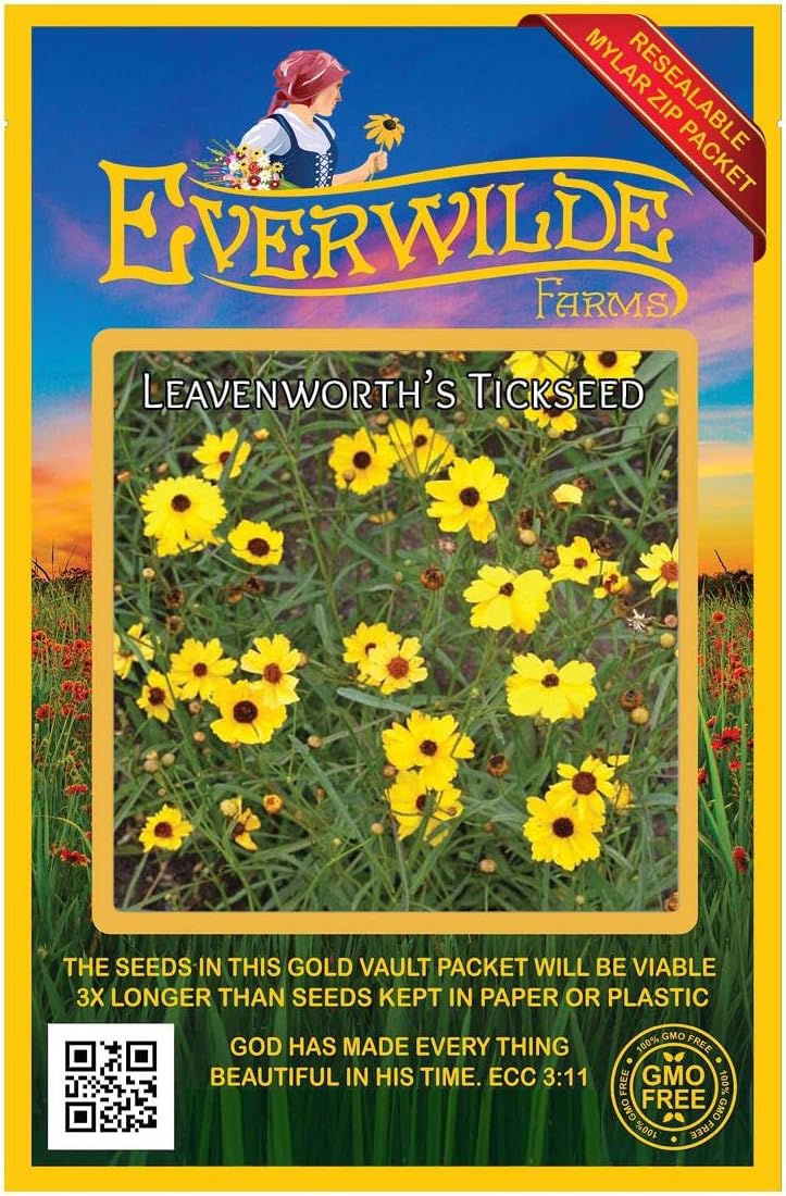 Everwilde Farms - 1/4 Lb Leavenworth's Tickseed Native Wildflower Seeds - Gold Vault
