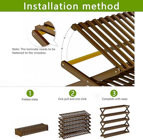 Miniatura 3 de Zapatero plegable de bambú para zapatos, organizador de 3 niveles, multifuncional, de pie, para armario, entrada, pasillo, sala de estar, puerta