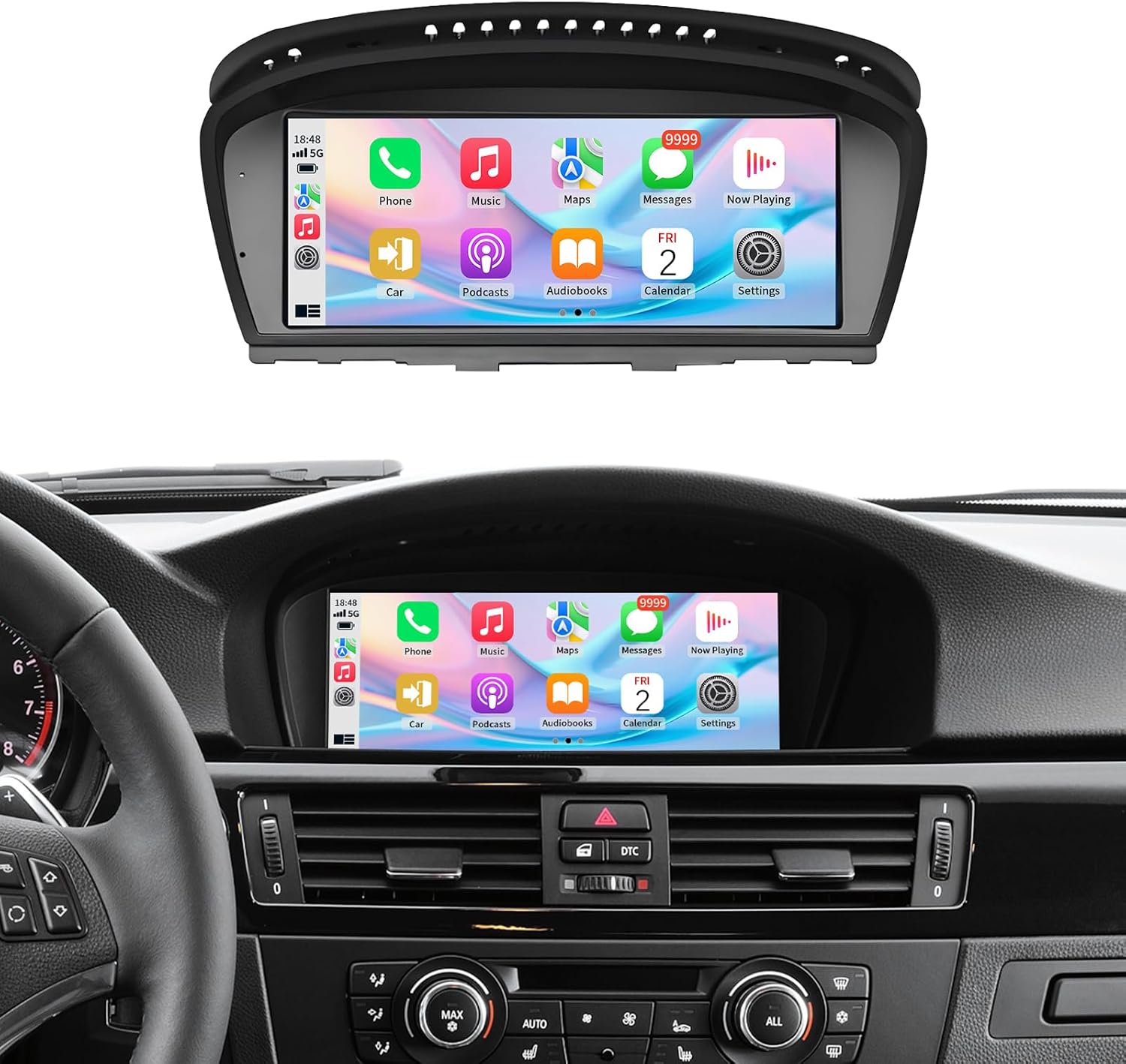 Wireless CarPlay/Android Auto 8.9 Inch Touchscreen for BMW 3 Series E90/E91/E92/E93/ 5 Series E60 E61 M5 (2009-2012) CIC System, Car Radio Receiver, Multimedia, Bluetooth, Car Stereo