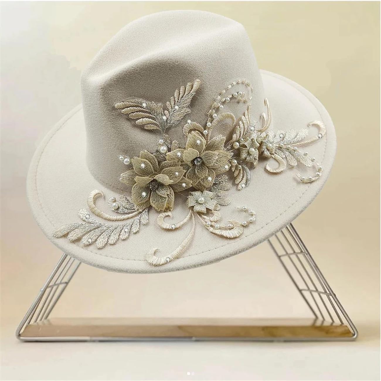 Francese Elegante Fiore Accessori Donna Wedding Hat Moda Fedora Panama Feltro Cap