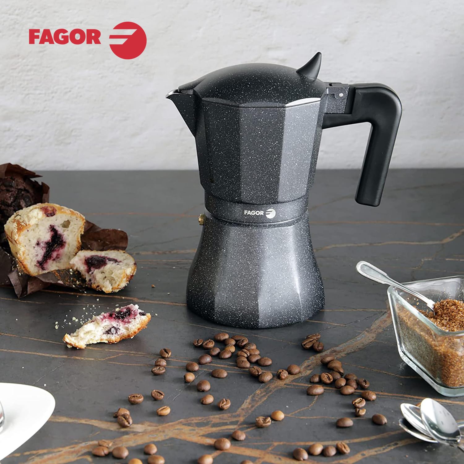 Caffettiera Italiana FAGOR Tiramisu In Alluminio - 9 Tazze, Moka Classica