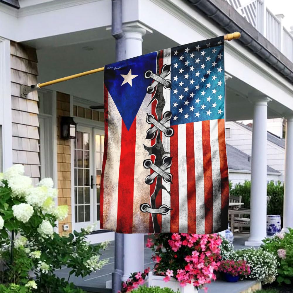 FLAGWIX Proud Puerto Rican American house flag