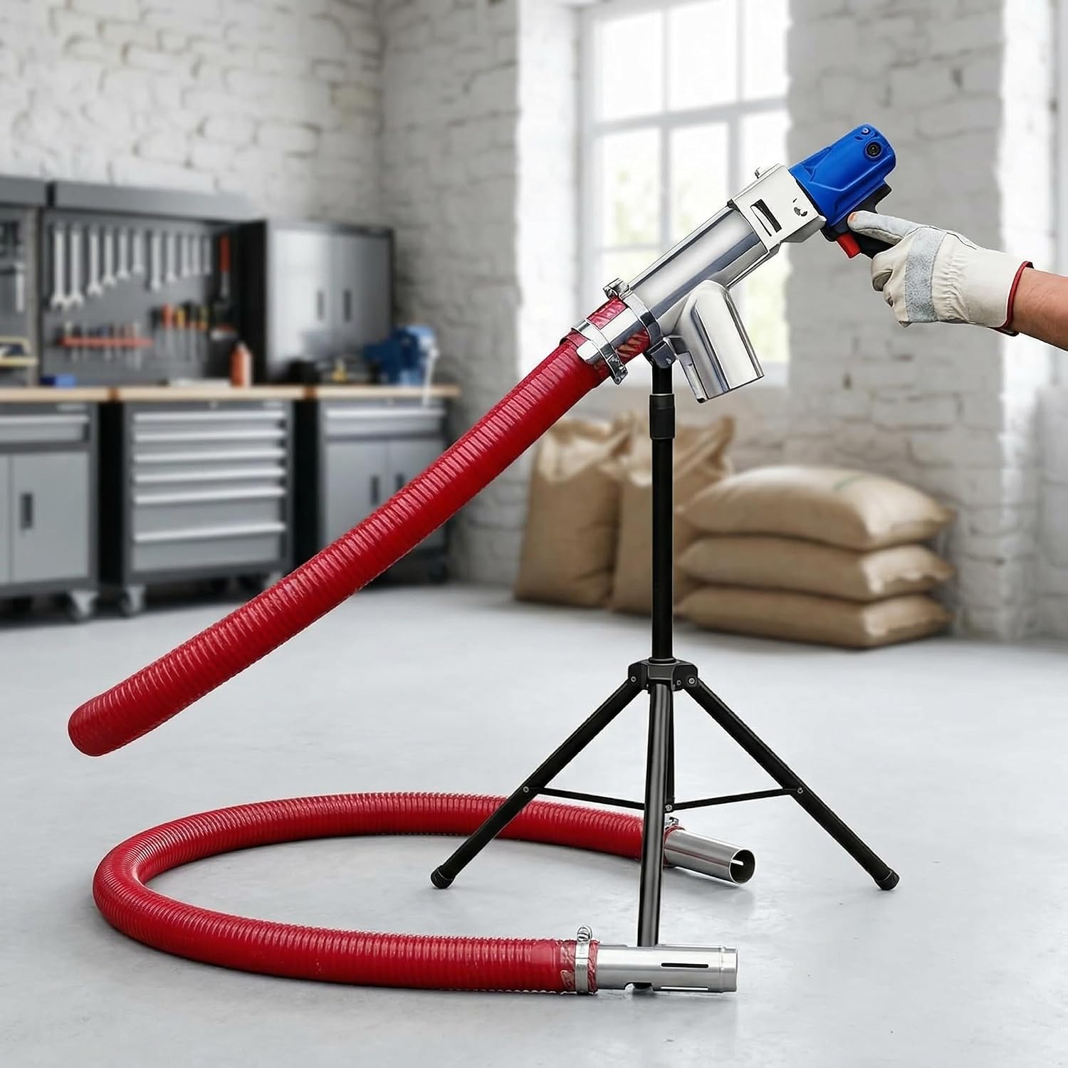 Portable Grain Suction Auger Pump - Compact Conveyor for Cement, Fertilizer, and Gravel - High Efficiency Screw Conveyor (237in) for Home and Small Vehicle Use 118in