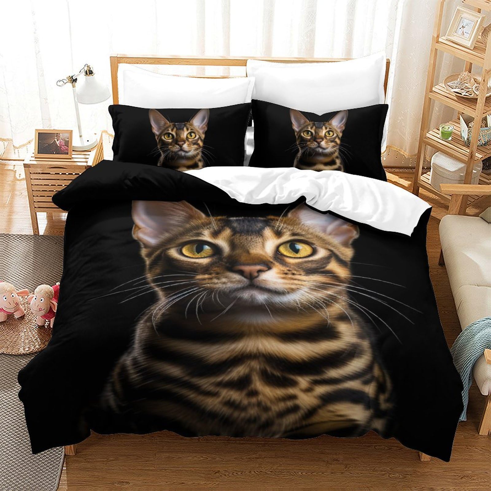 Housse de couette chat 3D le cadeau idéal pour décorer la chambre des enfants et ados